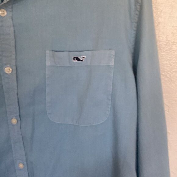 Vineyard‎ Vines Slim Mens XL Blue Cotton Silk  Tucker Button Up Tucker Shirt - Picture 6 of 7